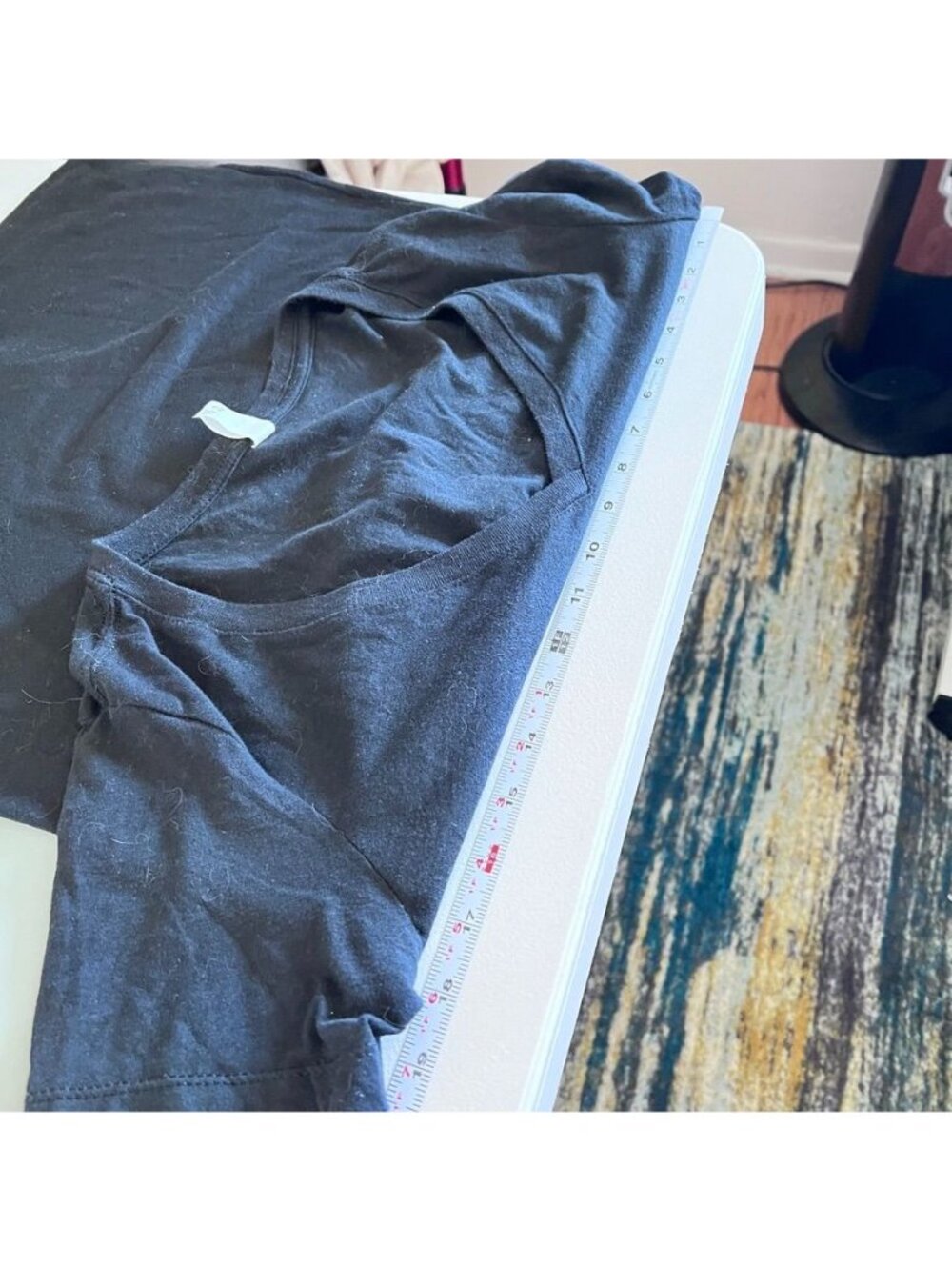 Womens Peaceful AF Graphic Fitted Tee Black Whimsical Boho Yoga Tee Shirt Sz L - Picture 5 of 9